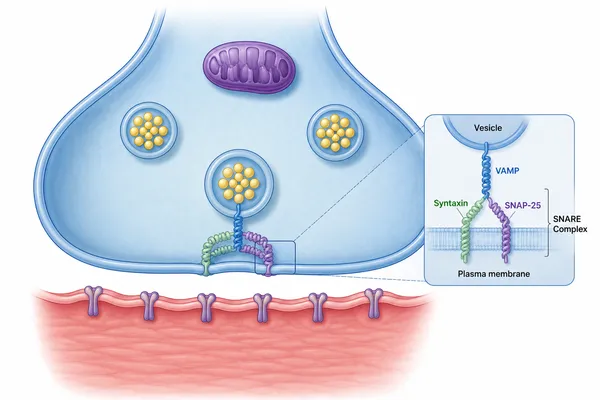 SNARE complex helping a vesicle release acetylcholine